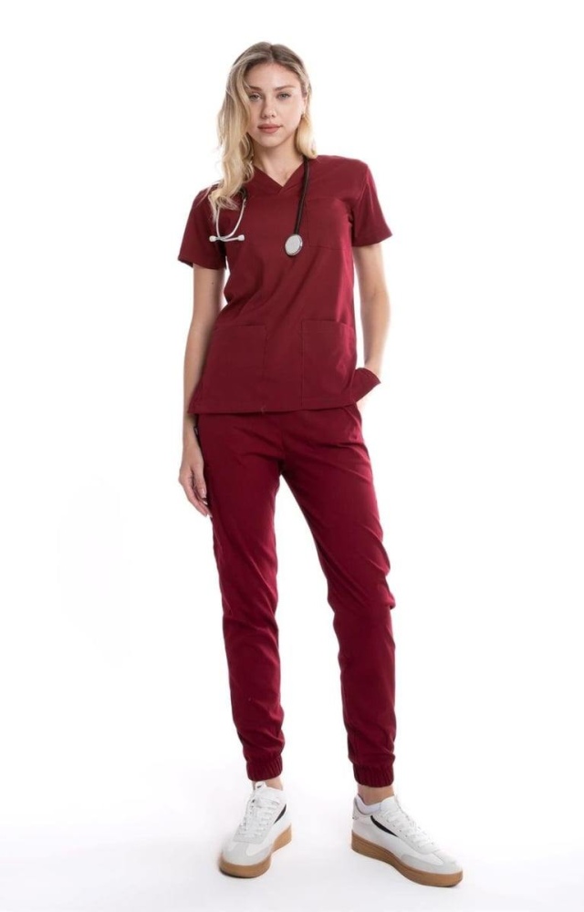 BORDO JOGGER KADIN ÜNİFORMA TAKIM