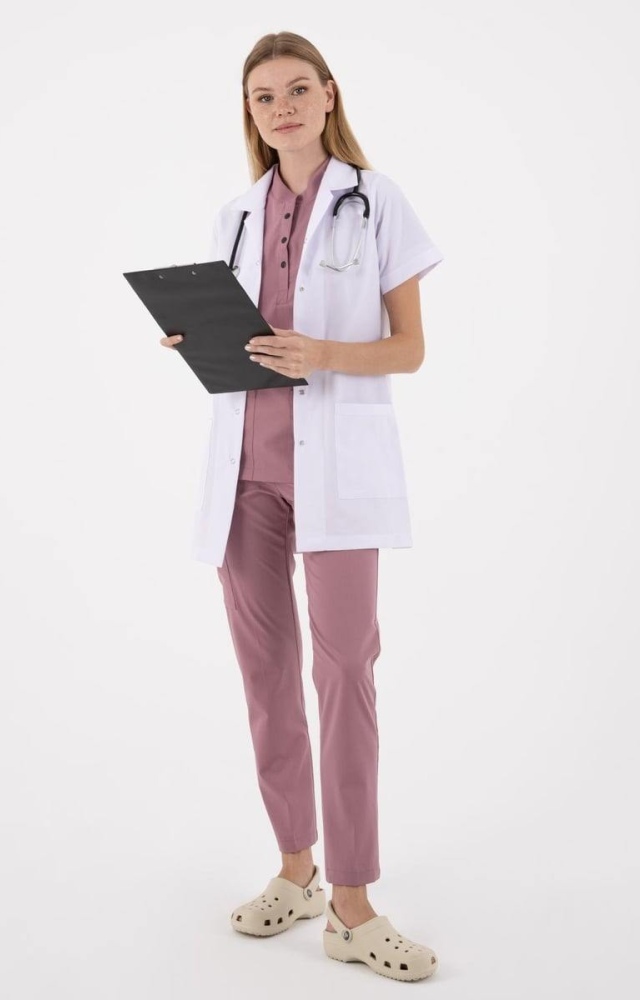 TUNİK BOY, KISA KOL, KLASİK YAKA, KADIN DOKTOR ÖNLÜĞÜ