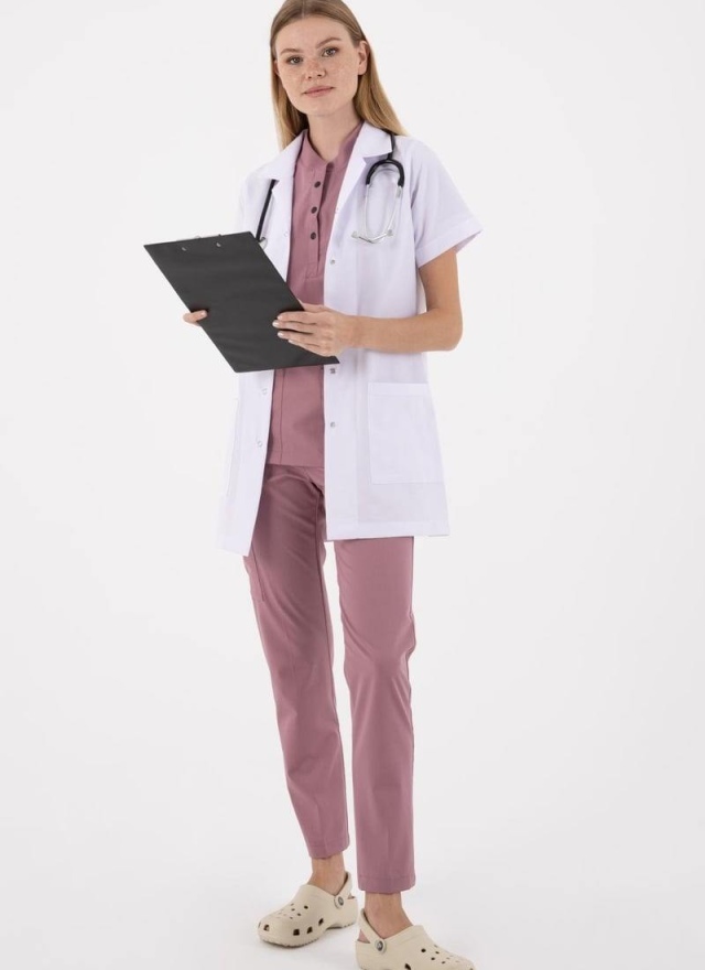 TUNİK BOY, KISA KOL, KLASİK YAKA, KADIN DOKTOR ÖNLÜĞÜ