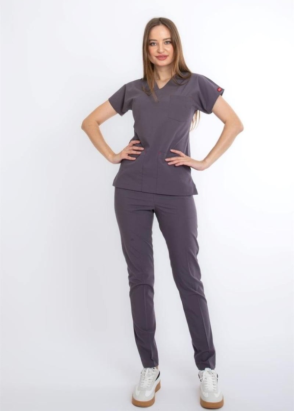 PUSLU GRİ U-FLEX KADIN CERRAHİ TAKIM
