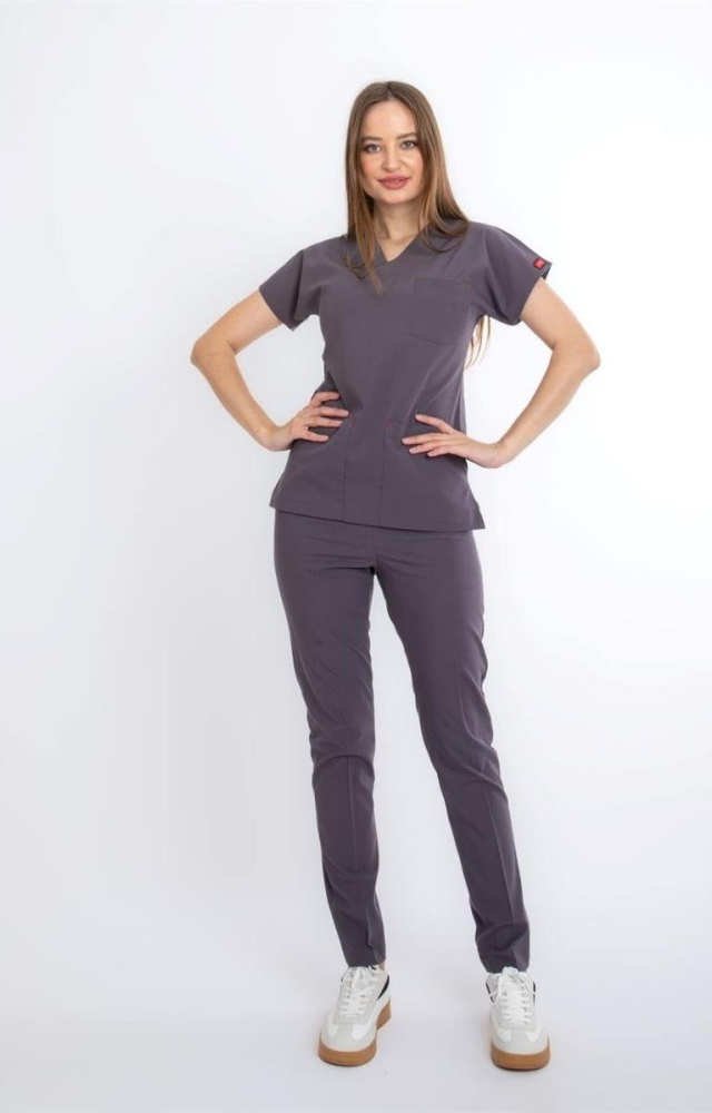 PUSLU GRİ U-FLEX KADIN CERRAHİ TAKIM