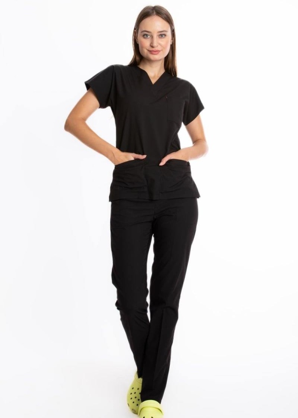 SİYAH U-FLEX KADIN CERRAHİ TAKIM